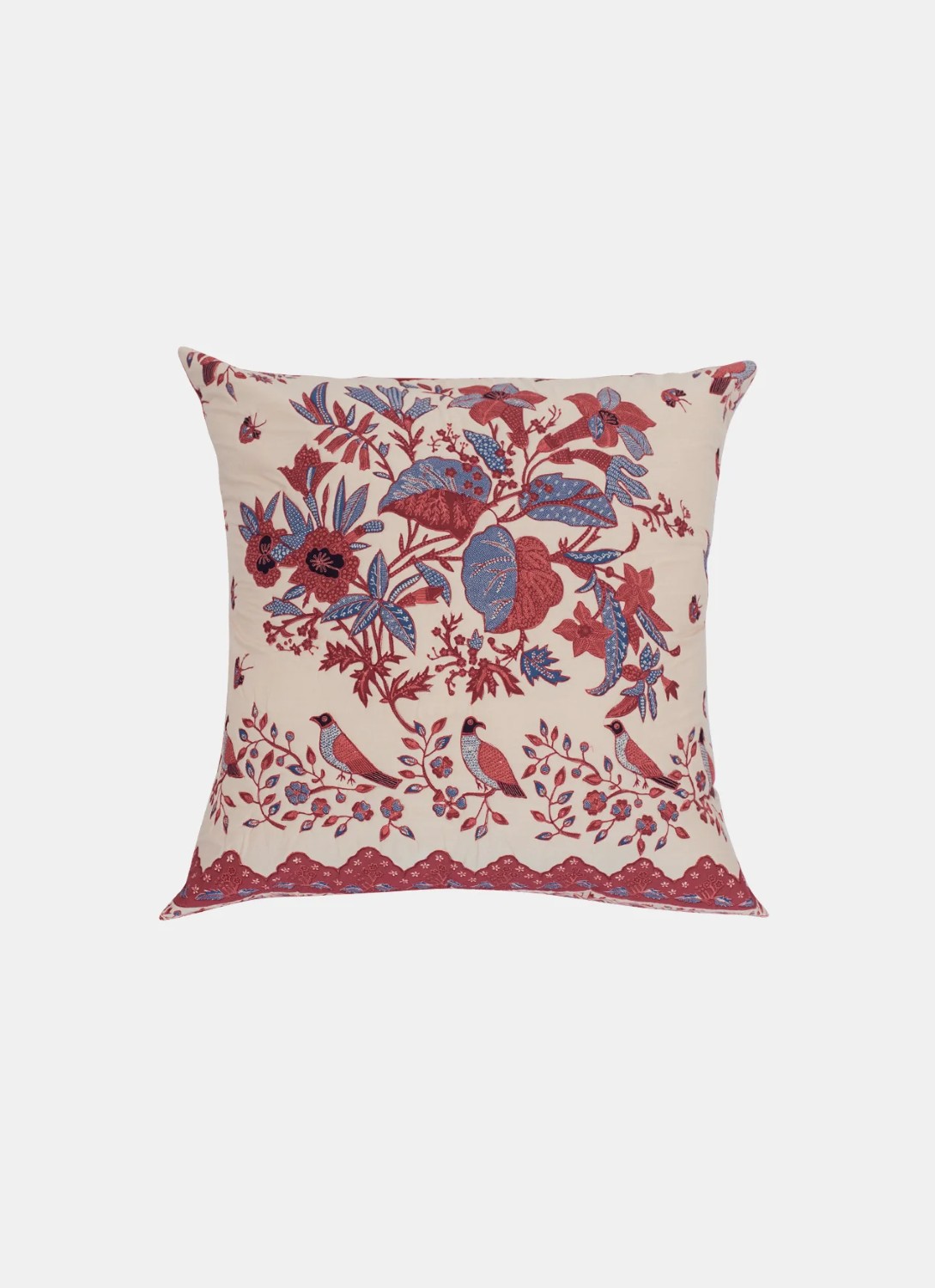 L Quilted Cushion Cover – Blossom with Bird